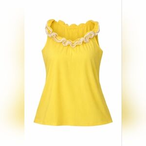 Yellow Ruffle Trim Women's Top